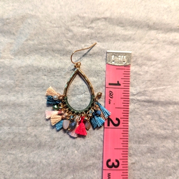 Style & Co. Mixed Bead and Tassel Open Pear-Shape Drop Earrings NWT - Picture 4 of 6